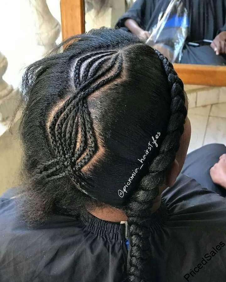 Half parting cornrows with a flat twisted fold